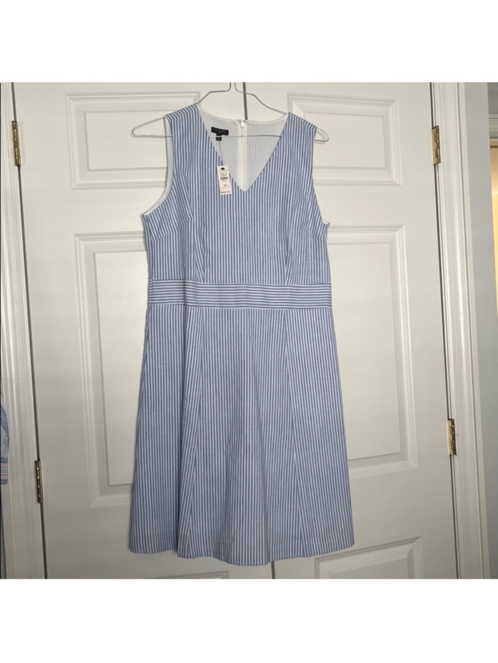 NWT Talbots Blue and White Striped V-Neck Sleeveless Dress 12p - Picture 5 of 5